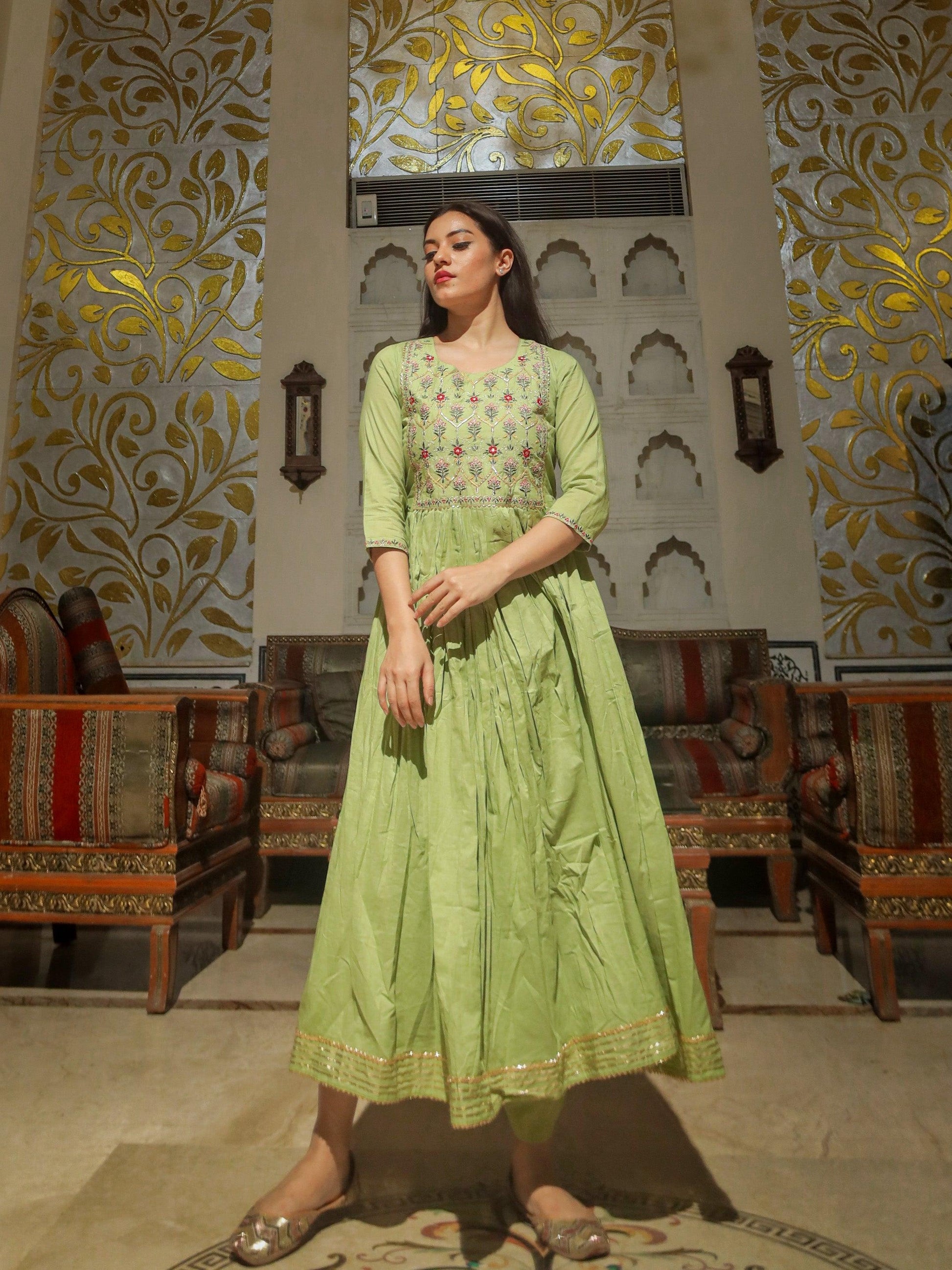 Jamal Jamaloo Green Cotton Kurta Pant Set - Jamal Jamalooworld.com