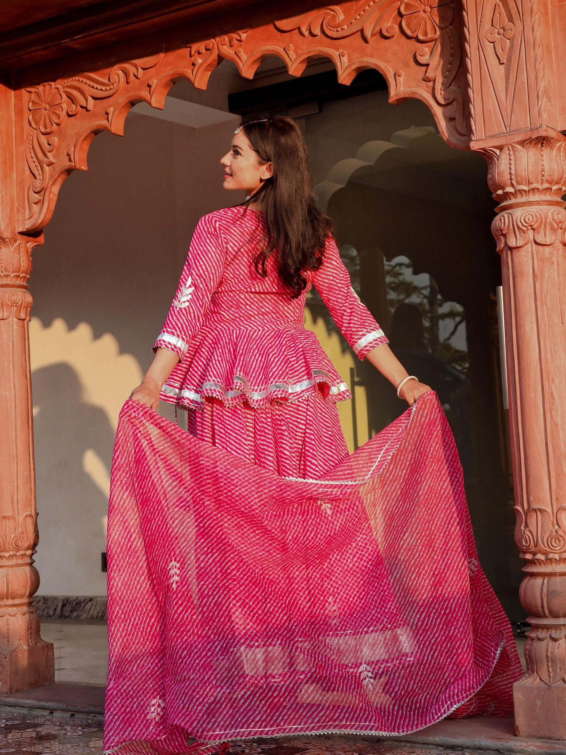 Jamal Jamaloo Pink Lehriya lehenga dupatta set - Jamal Jamalooworld.com