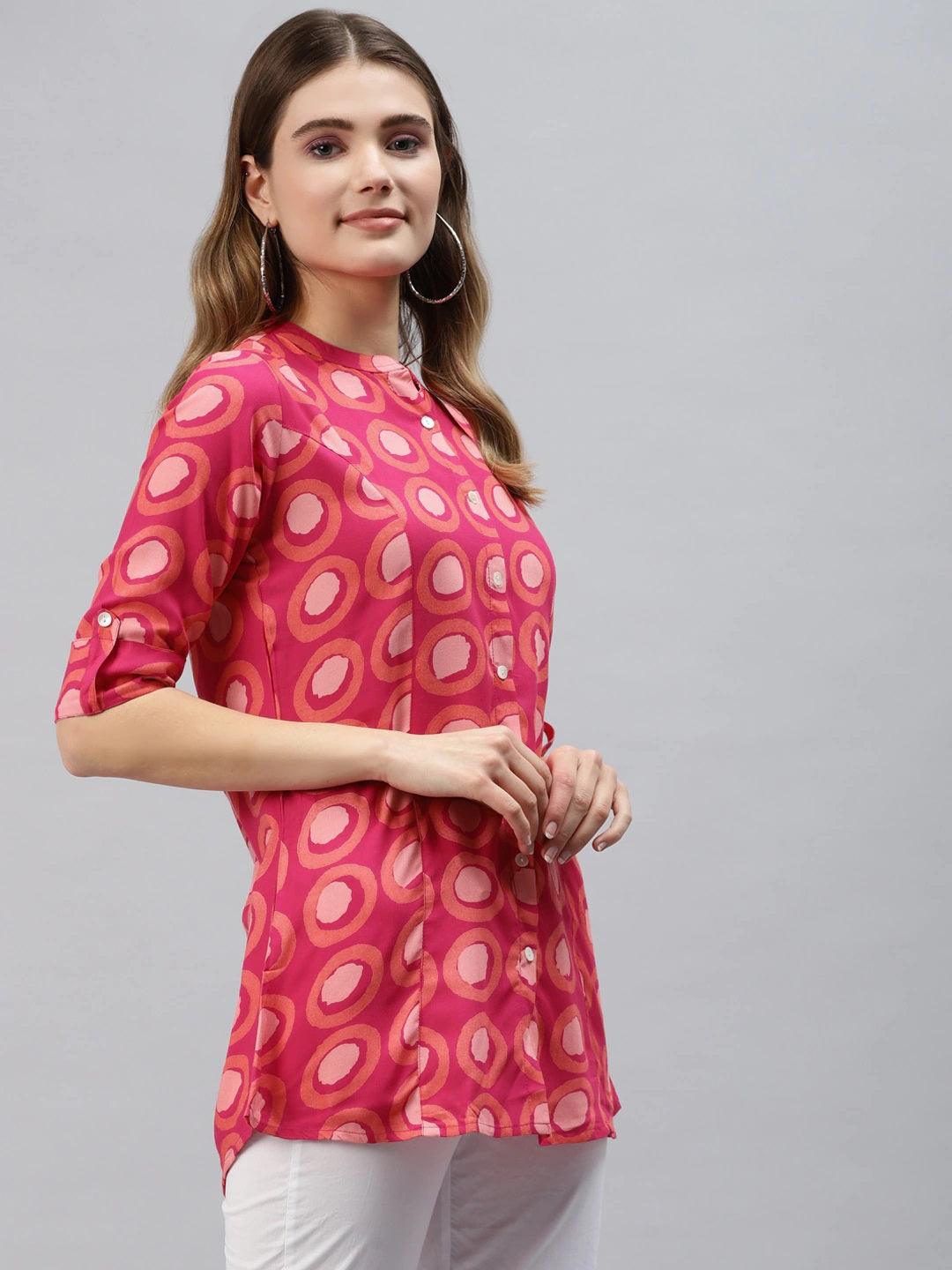 Jamal Jamaloo Pink Rayon Shirt Style Top - Jamal Jamaloo