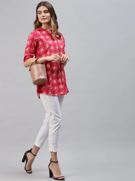 Jamal Jamaloo Pink Rayon Shirt Style Top - Jamal Jamaloo