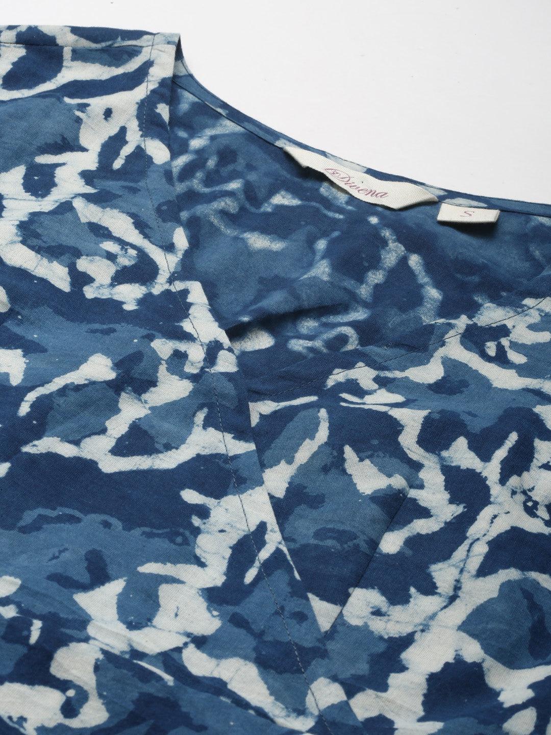 Jamal Jamaloo Indigo Hand Block Printed Short Dress - Jamal Jamaloo