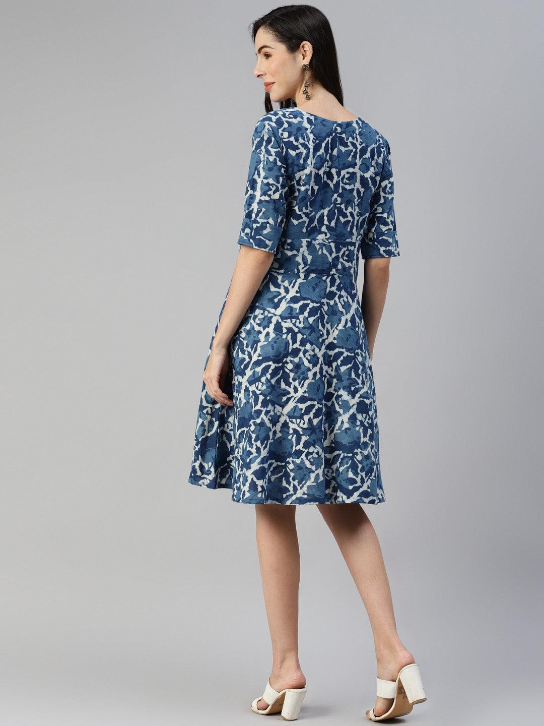 Jamal Jamaloo Indigo Hand Block Printed Short Dress - Jamal Jamaloo