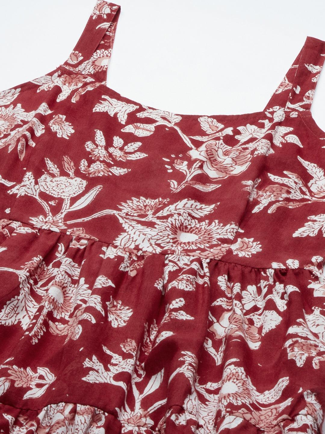 Jamal Jamaloo Red Floral Printed Shoulder Strap Long dress - Jamal Jamaloo