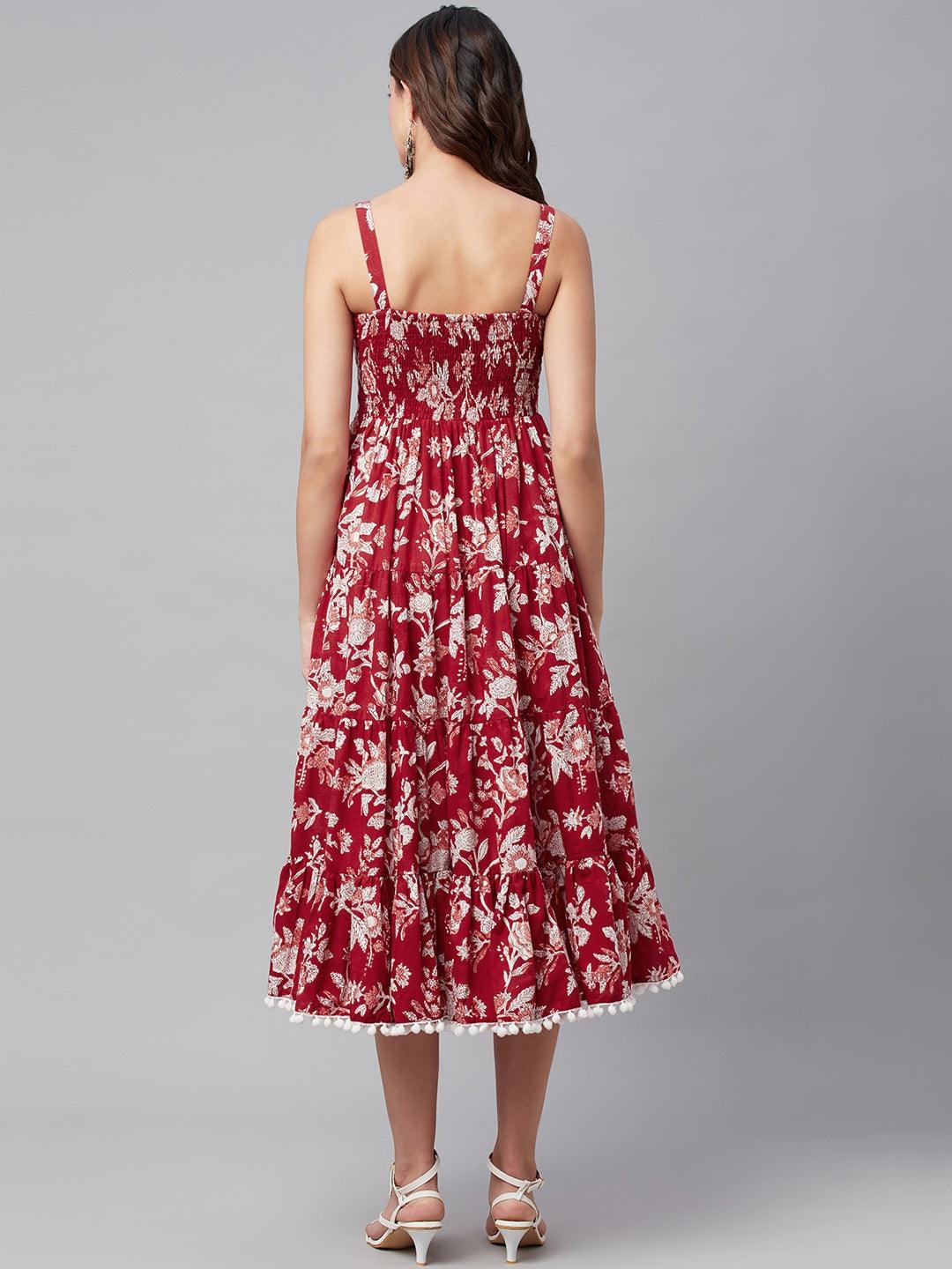 Jamal Jamaloo Red Floral Printed Shoulder Strap Long dress - Jamal Jamaloo