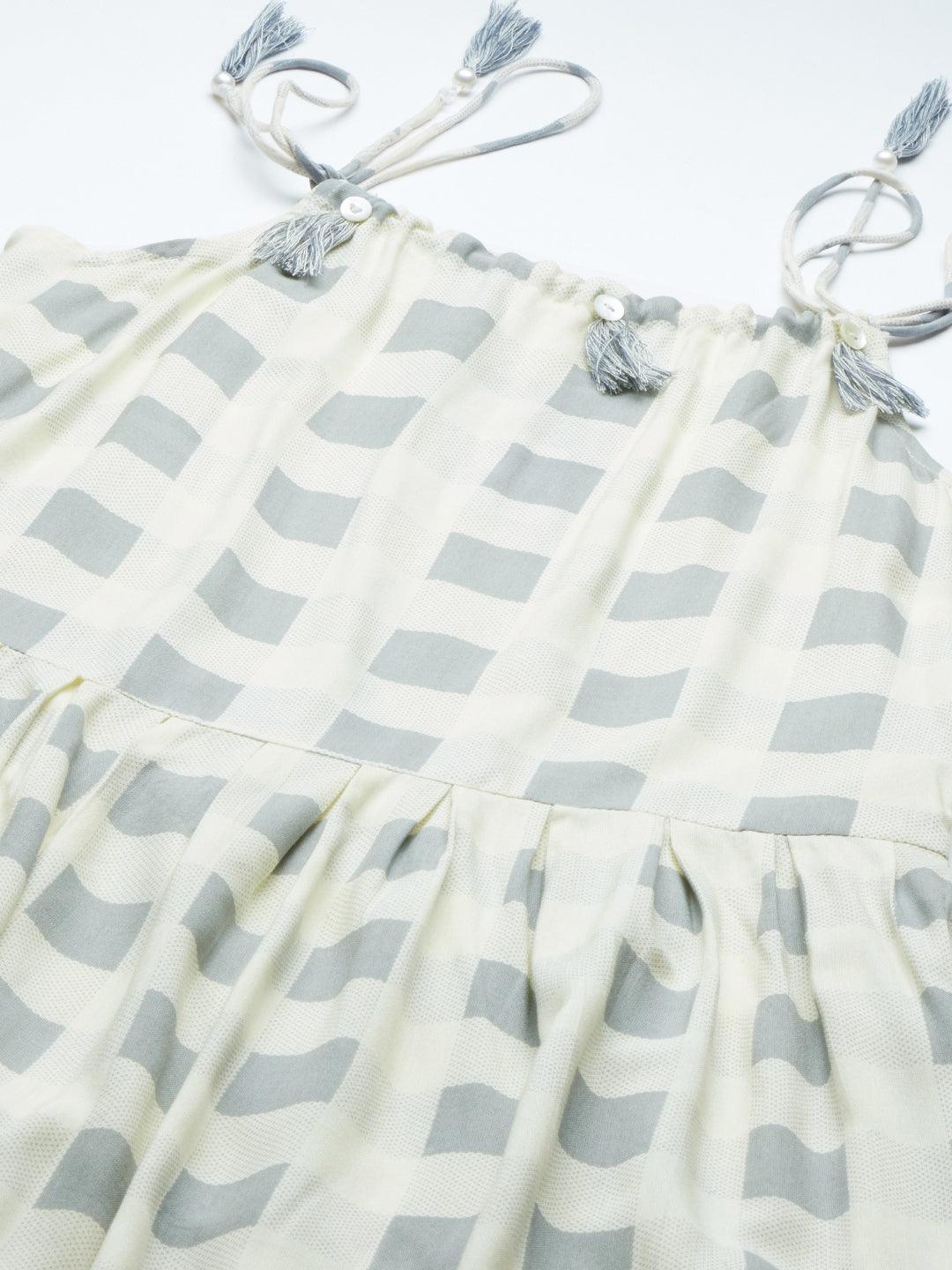 Jamal Jamaloo White Rayon Shoulder Straps Dress - Jamal Jamaloo