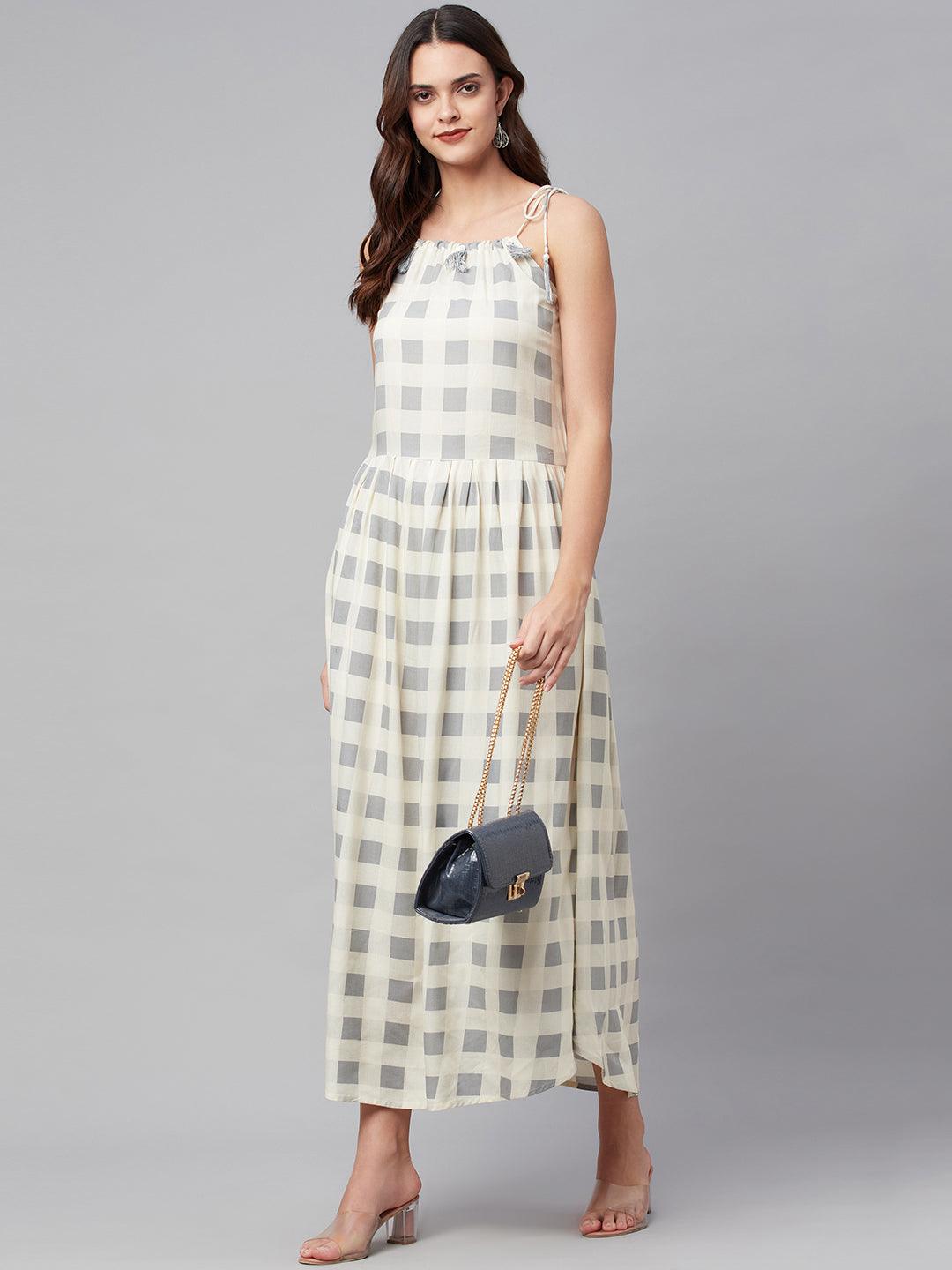 Jamal Jamaloo White Rayon Shoulder Straps Dress - Jamal Jamaloo