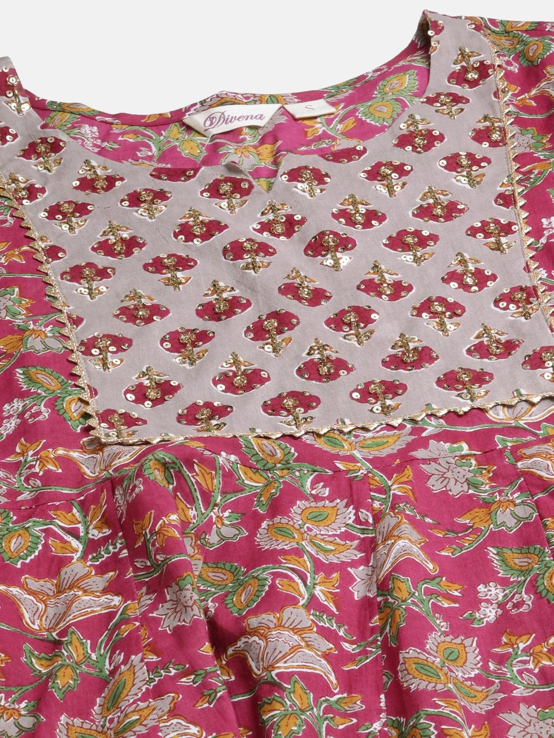 Jamal Jamaloo Purple Cotton Anarkali Kurta Pant Set with Dupatta - Jamal Jamalooworld.com