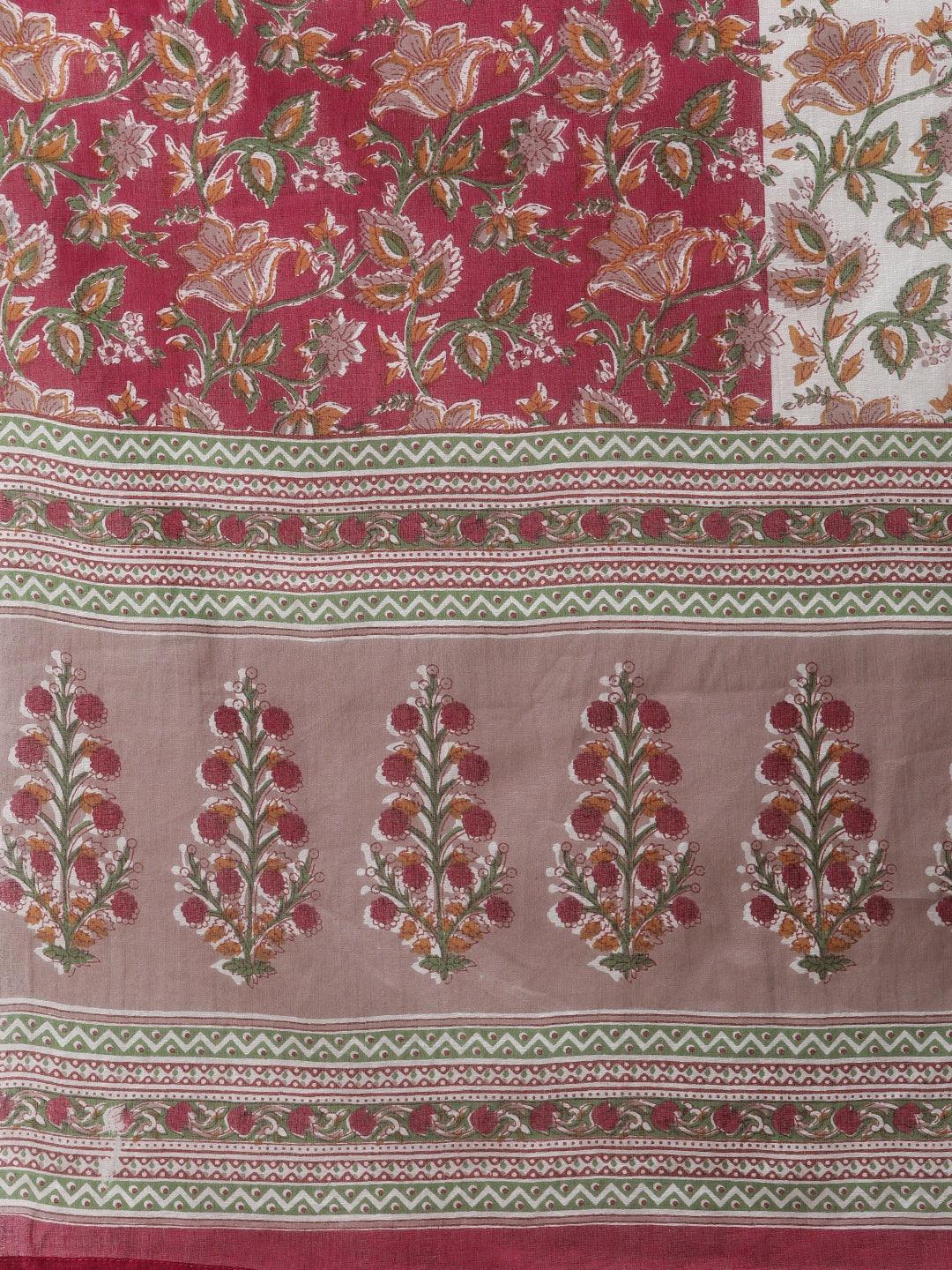Jamal Jamaloo Purple Cotton Anarkali Kurta Pant Set with Dupatta - Jamal Jamalooworld.com