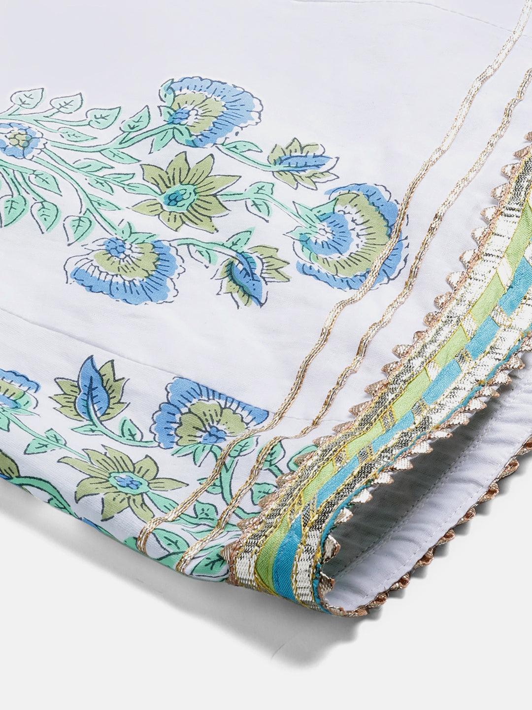 Jamal Jamaloo White Floral Printed Kurta Palazzo set with Dupatta - Jamal Jamalooworld.com