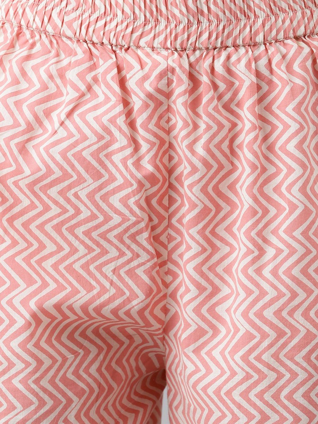 Jamal Jamaloo Pink Cotton Shirt Style Kurta Hem Cuffed Pant Co-ord Set - Jamal Jamaloo
