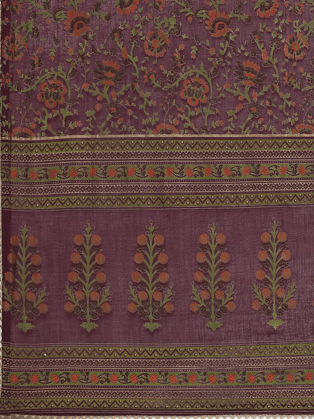 Jamal Jamaloo Purple Cotton Straight Kurta Pant Set with Dupatta - Jamal Jamaloo