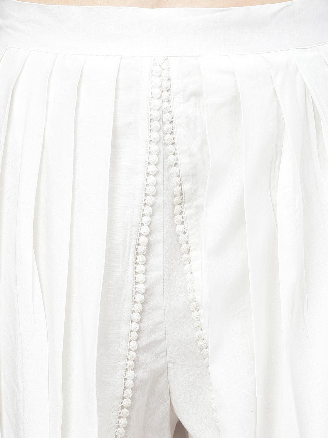 Jamal Jamaloo White Floral Printed Straight Kurta With tulip pant - Jamal Jamaloo