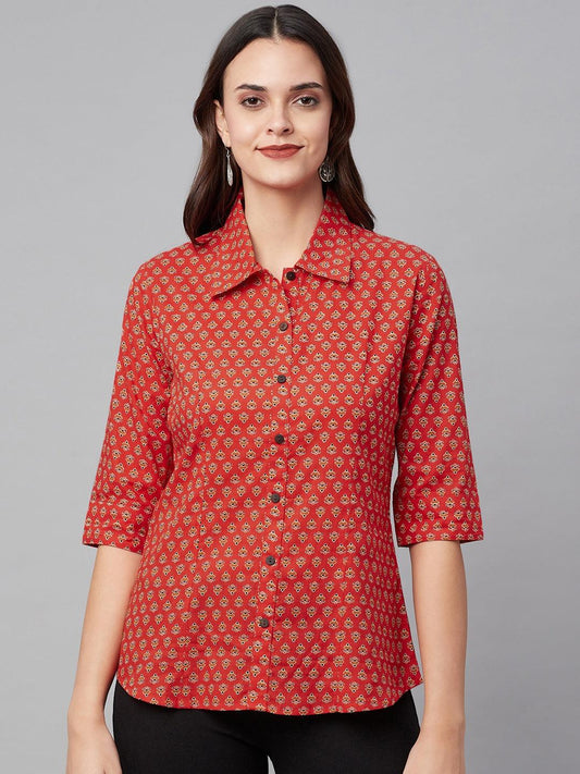 Jamal Jamaloo Red Block Printed Casual Women Shirts - Jamal Jamaloo