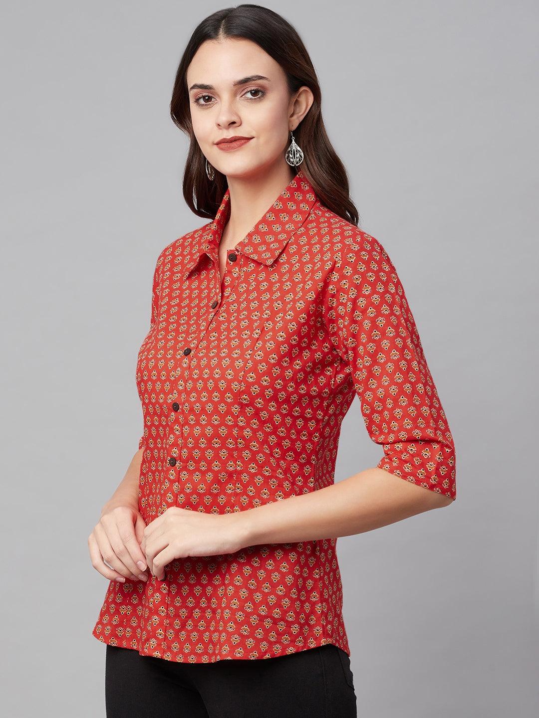 Jamal Jamaloo Red Block Printed Casual Women Shirts - Jamal Jamaloo