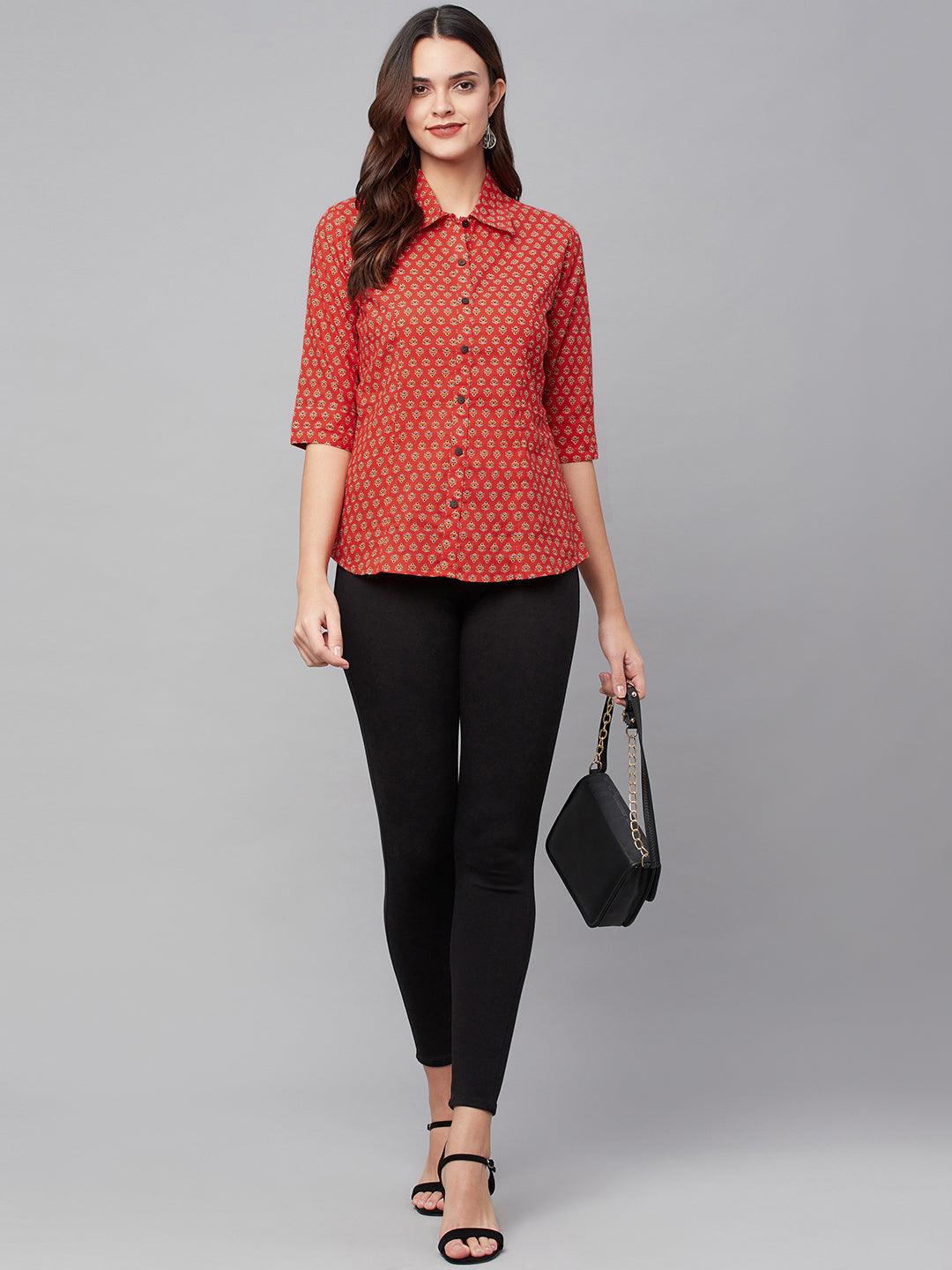Jamal Jamaloo Red Block Printed Casual Women Shirts - Jamal Jamaloo