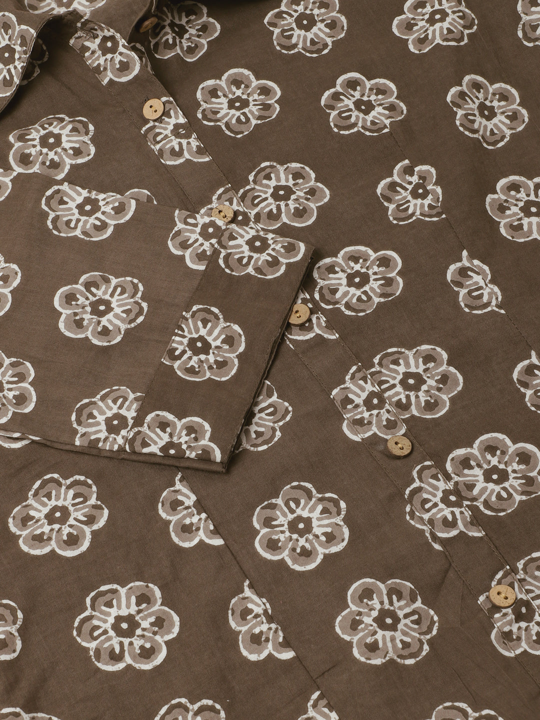 Brown Block Printed Casual Women Shirts