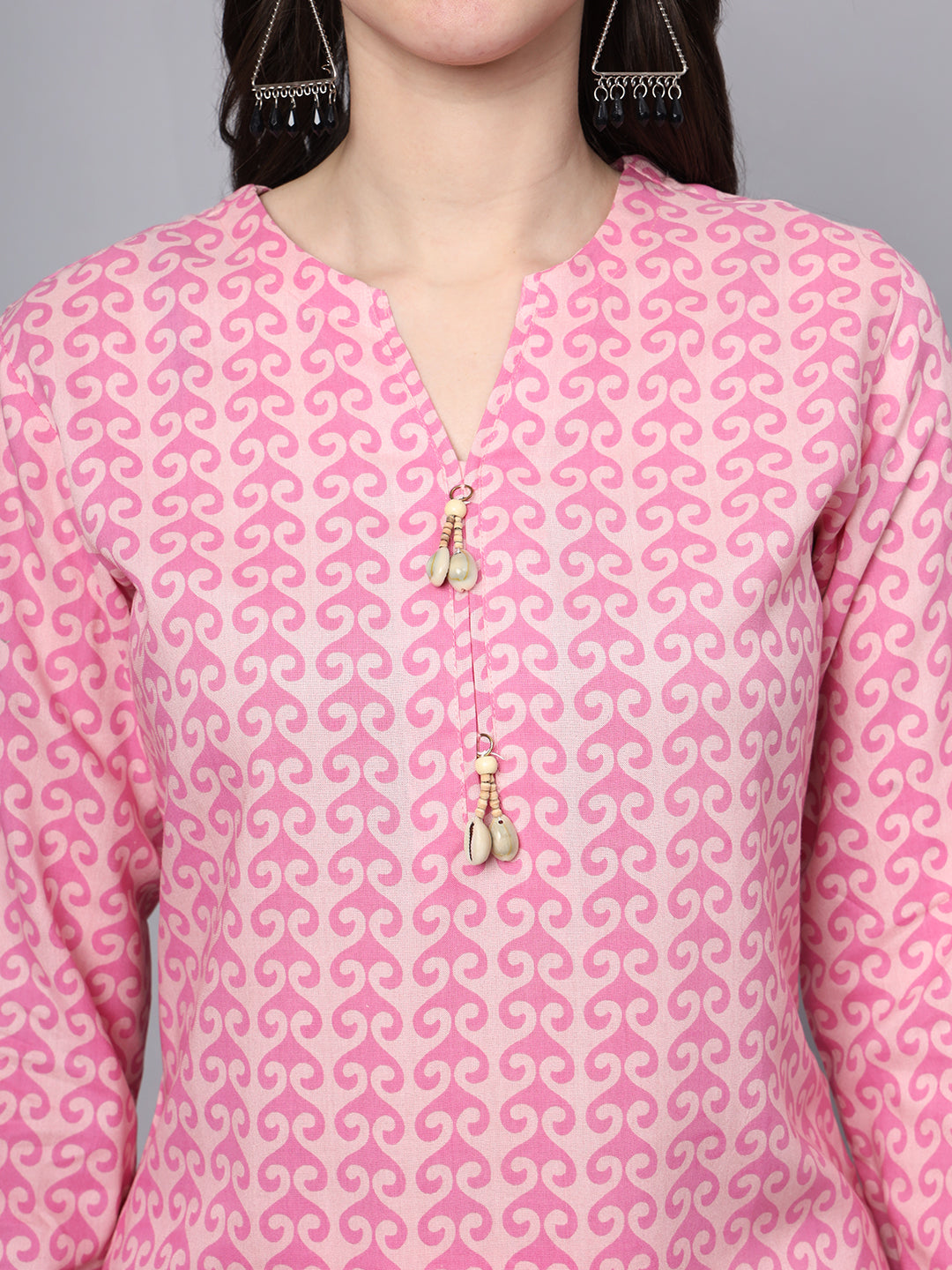 Pink Floral Print Rayon Fabric Staright Co-ord set