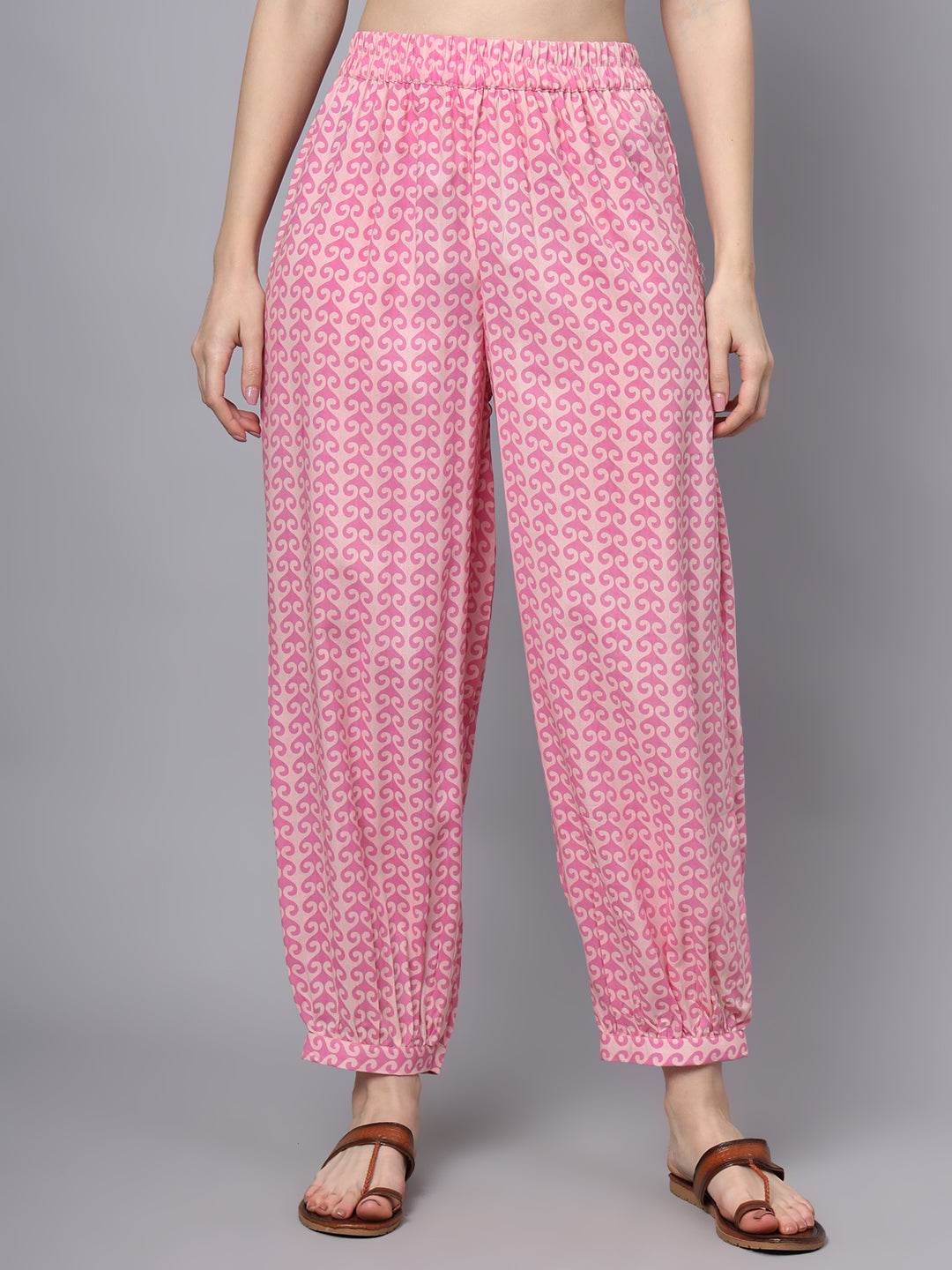 Pink Floral Print Rayon Fabric Staright Co-ord set