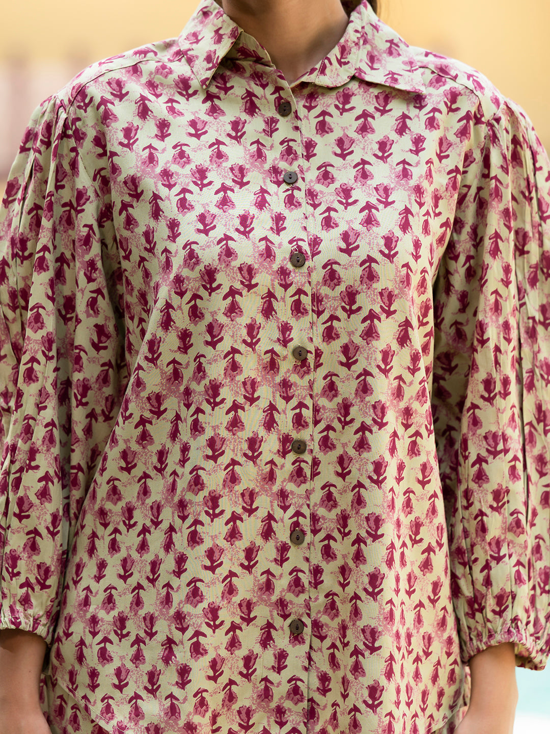 Red Floral Print Pure Cotton Straight Co-ord Set