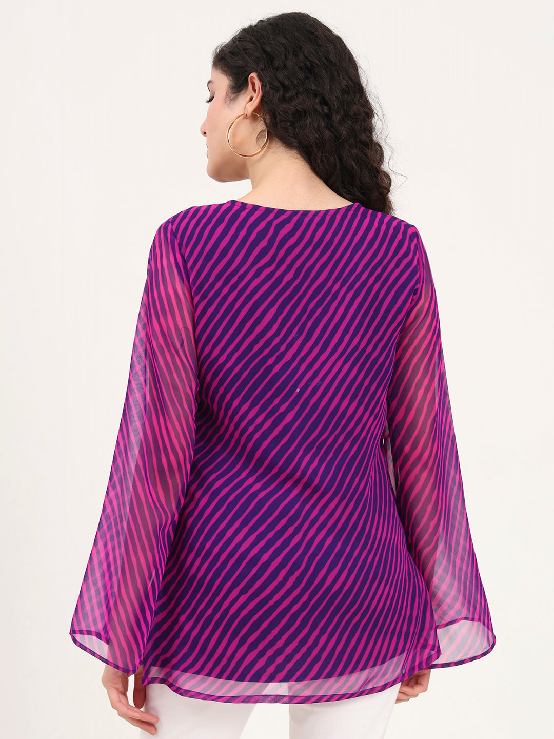 Purple Leheriya Gotta Patti Work Geogratte V Neck Top