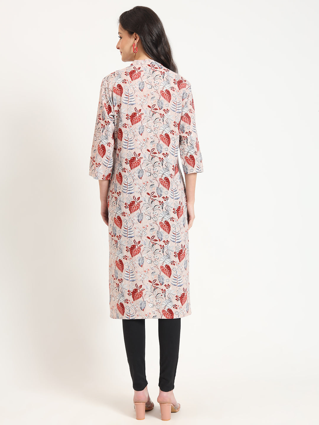 Multicolour Floral Print Rayon Fabric Straight Kurta