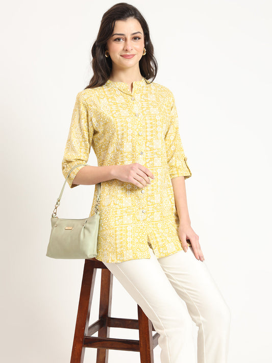Yellow Cotton Fabric Straight Top