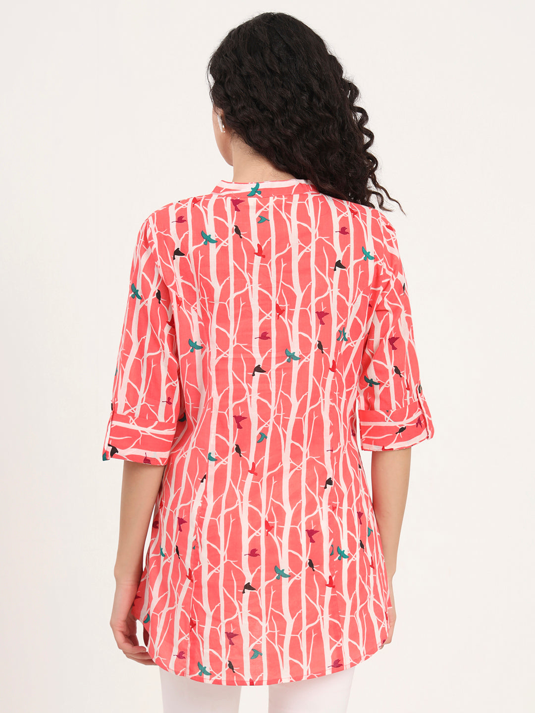 Pink Floral Printed Cotton Top