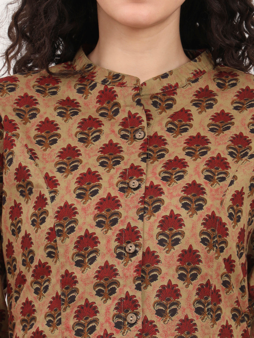 Brown Floral Printed Cotton Top