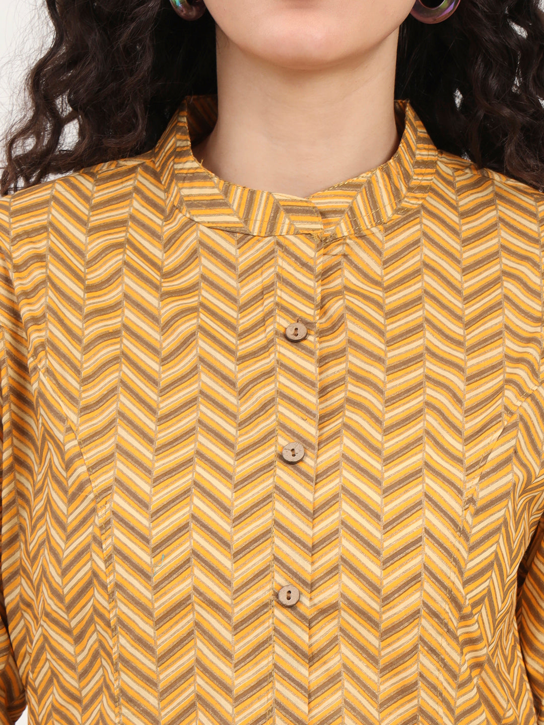 Yellow Zigzag Printed Cotton Top