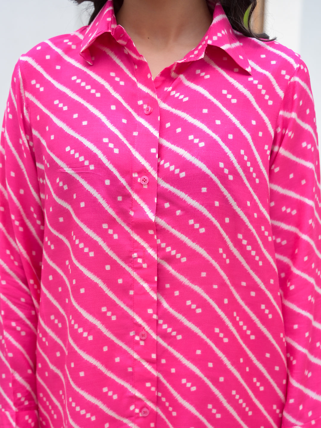 Pink Striped Shirt With Trousers Co-Ords