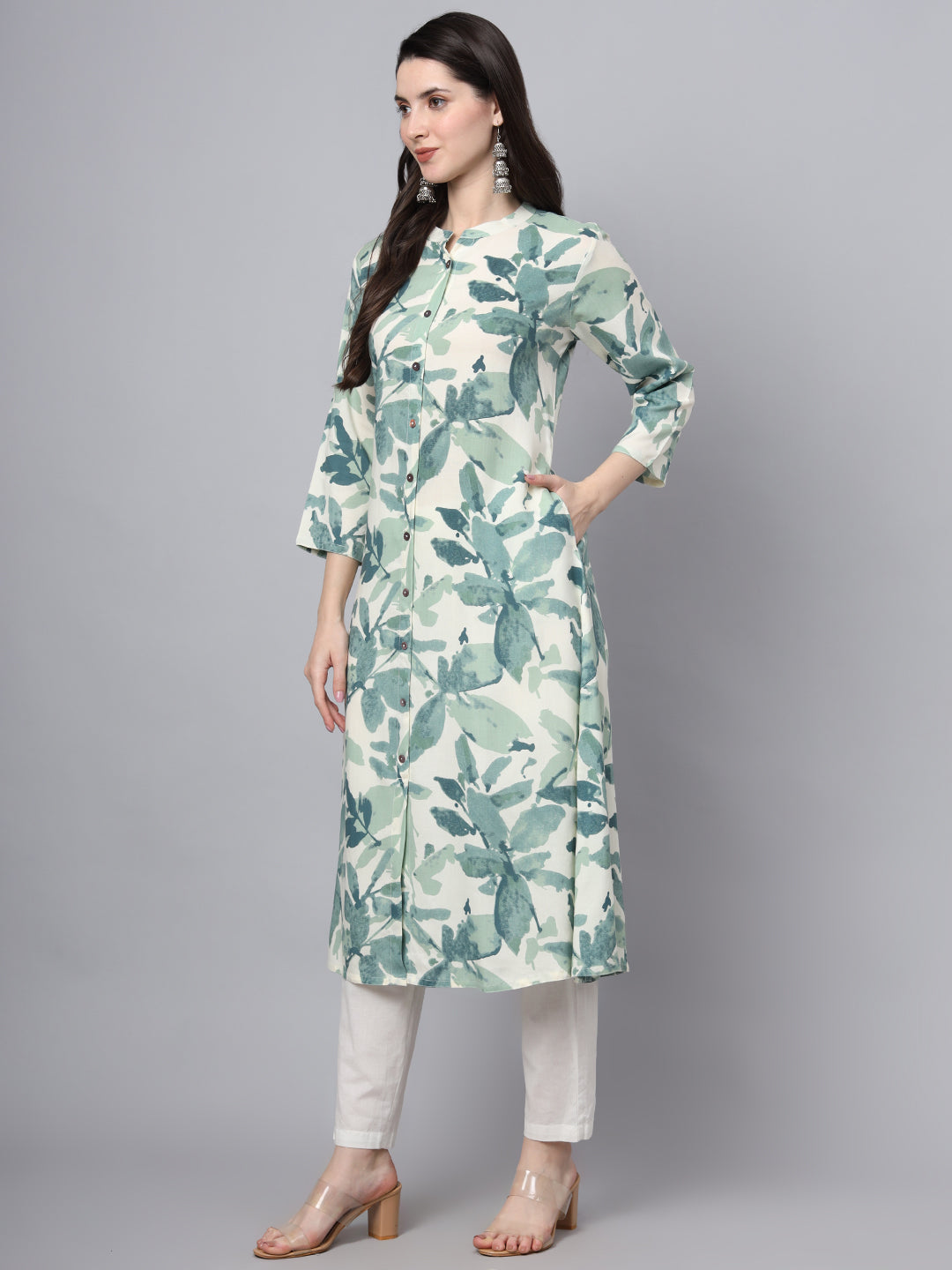 A-Line White Rayon Kurta