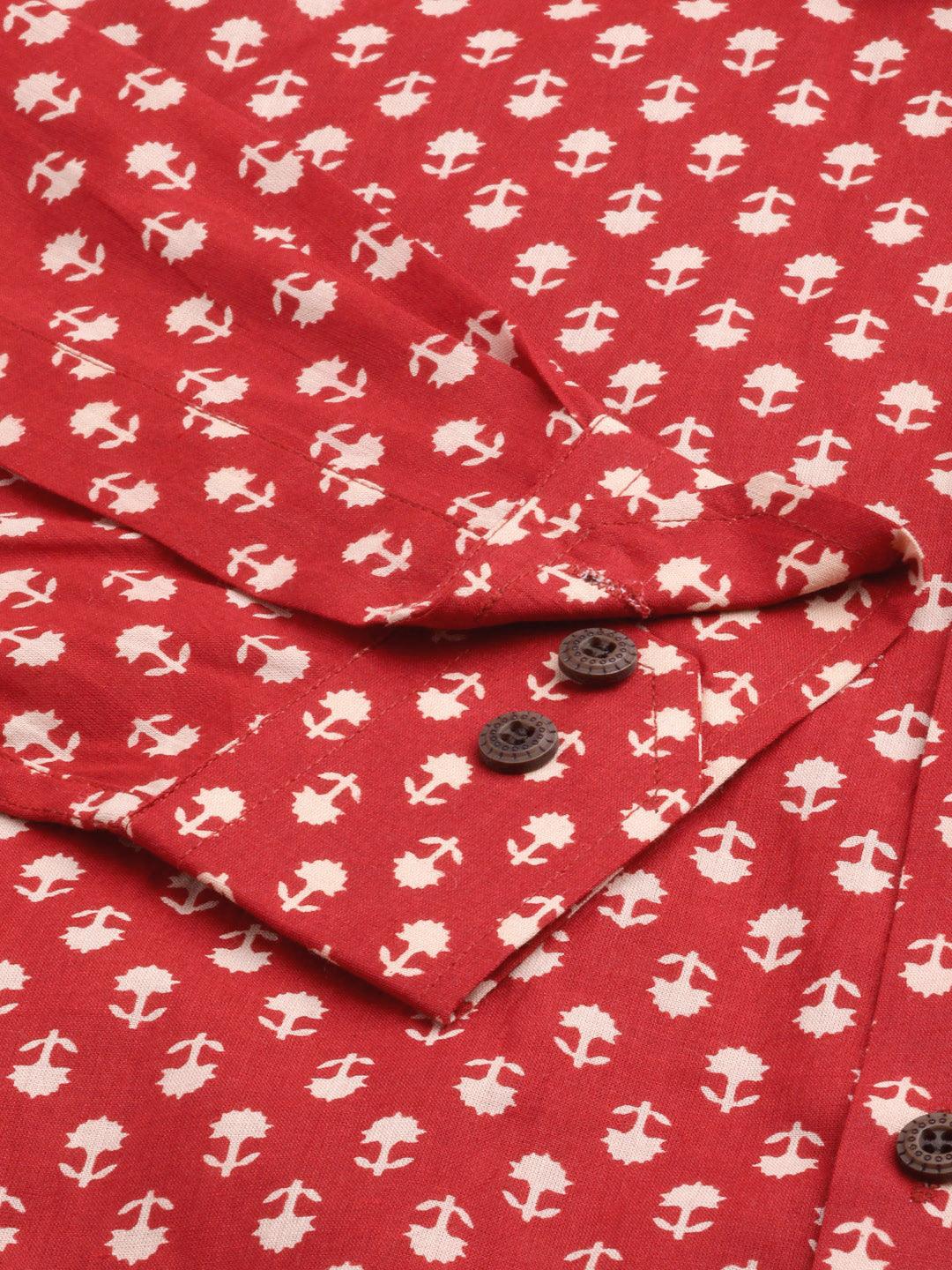 Millennial Men Red & Peach Cotton  Full Sleeve  Shirt for Men-MMF0268 - Jamal Jamalooworld.com