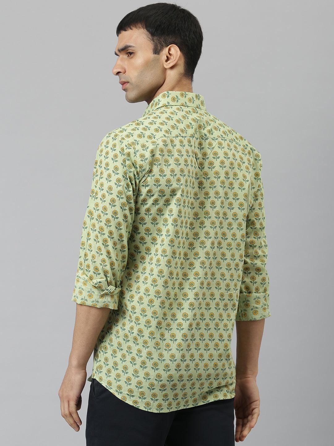 Millennial Men Light Green & Yellow Cotton  Full Sleeve  Shirt for Men-MMF0269 - Jamal Jamalooworld.com