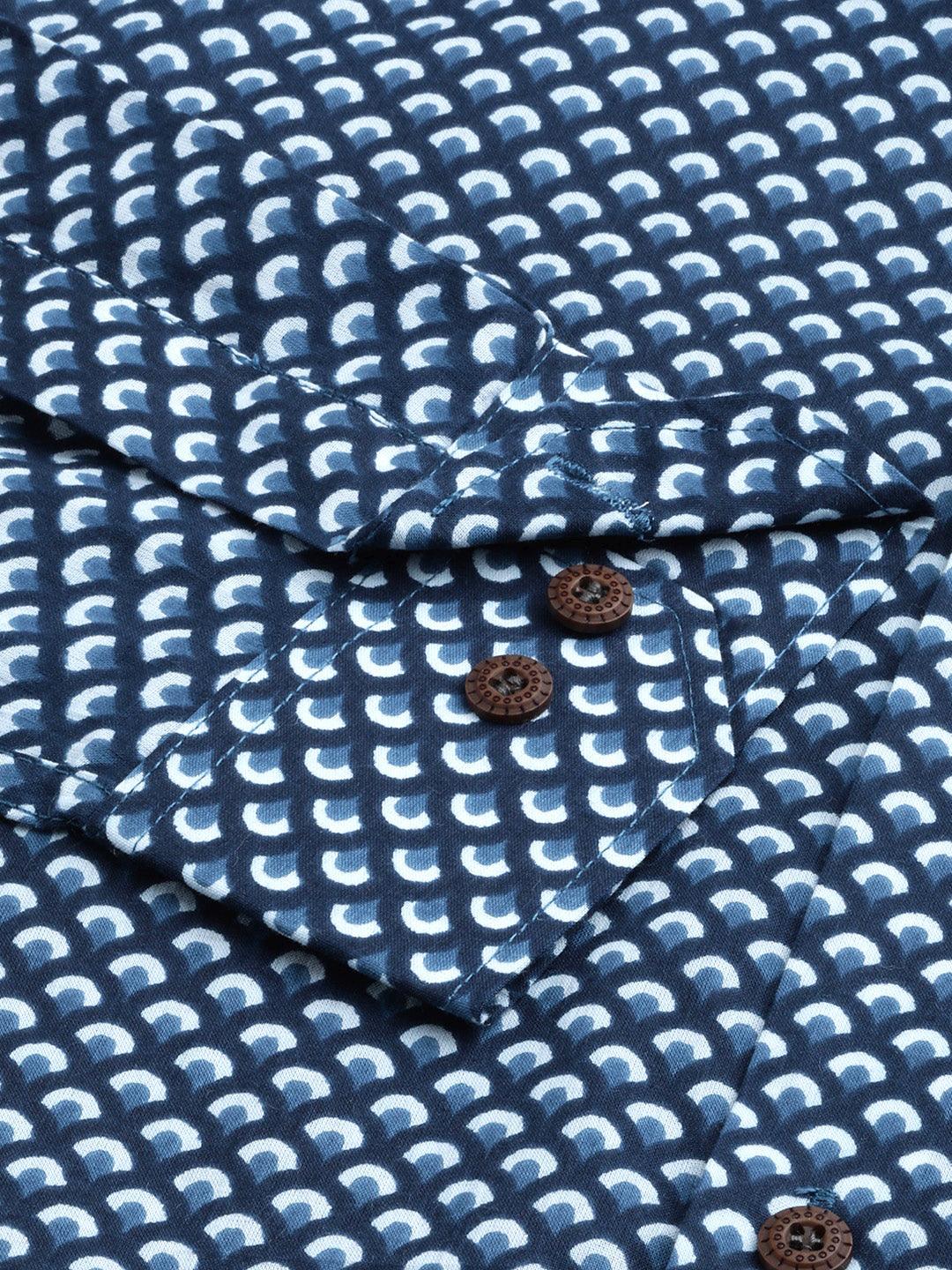 Millennial Men Indigo  Blue & White  Cotton  Full Sleeve  Shirt for Men-MMF0272 - Jamal Jamalooworld.com
