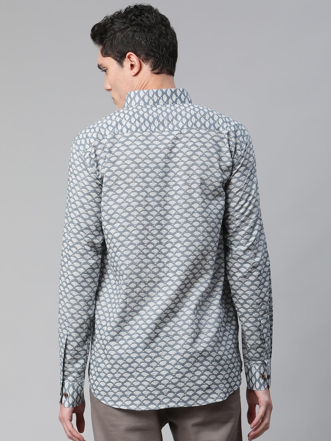 Millennial Men Grey & White  Cotton  Full Sleeve  Shirt for Men-MMF0276 - Jamal Jamalooworld.com