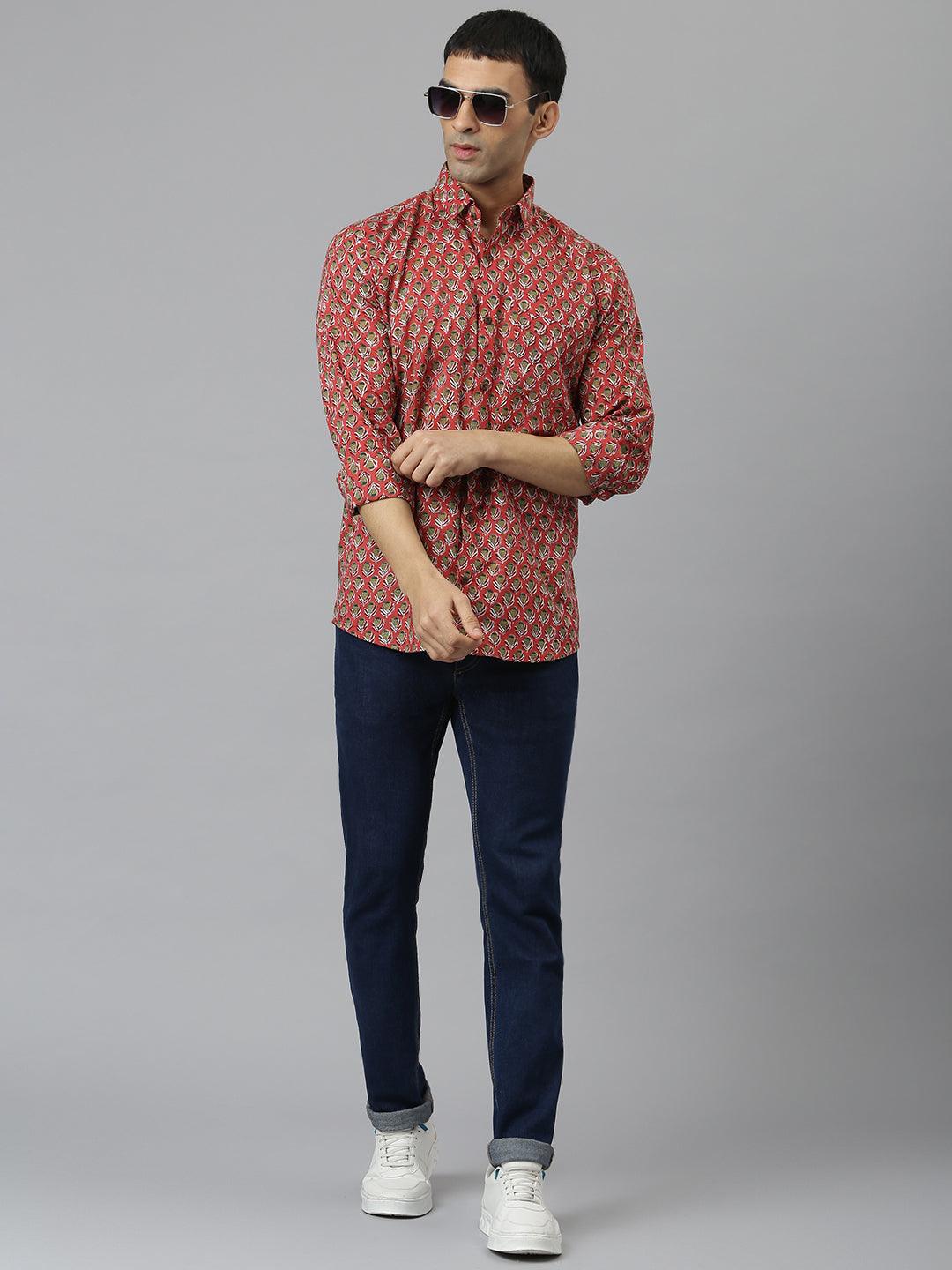 Millennial Men Pink & Green Cotton  Full Sleeve  Shirt for Men-MMF0277 - Jamal Jamalooworld.com