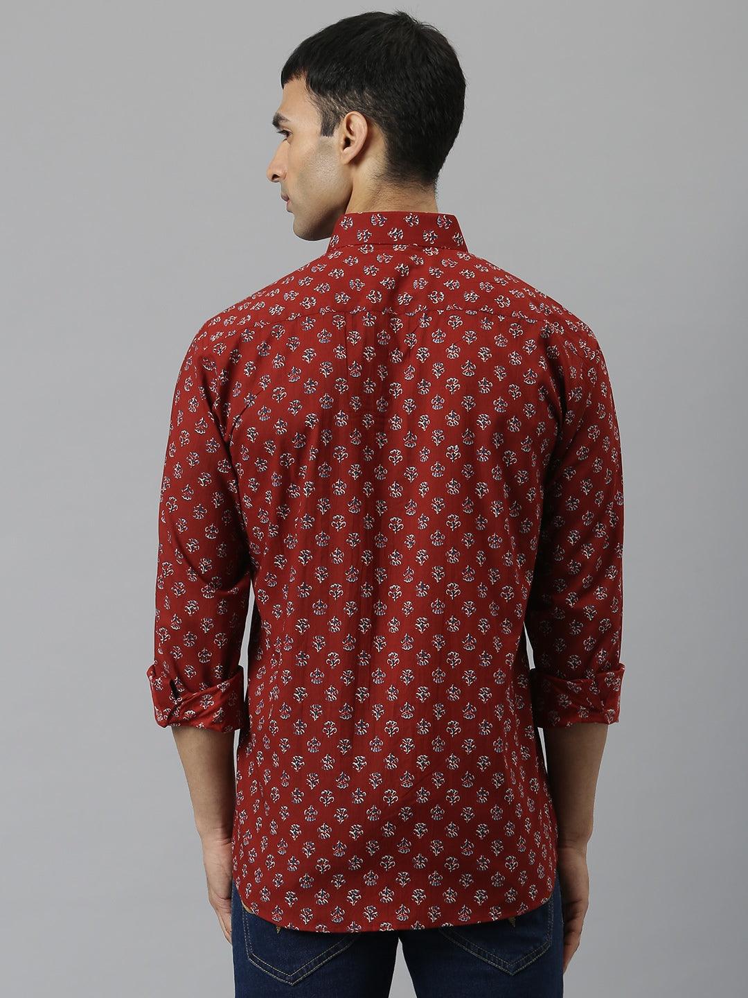 Millennial Men Maroon & Blue  Cotton  Full Sleeve  Shirt for Men-MMF0279 - Jamal Jamalooworld.com
