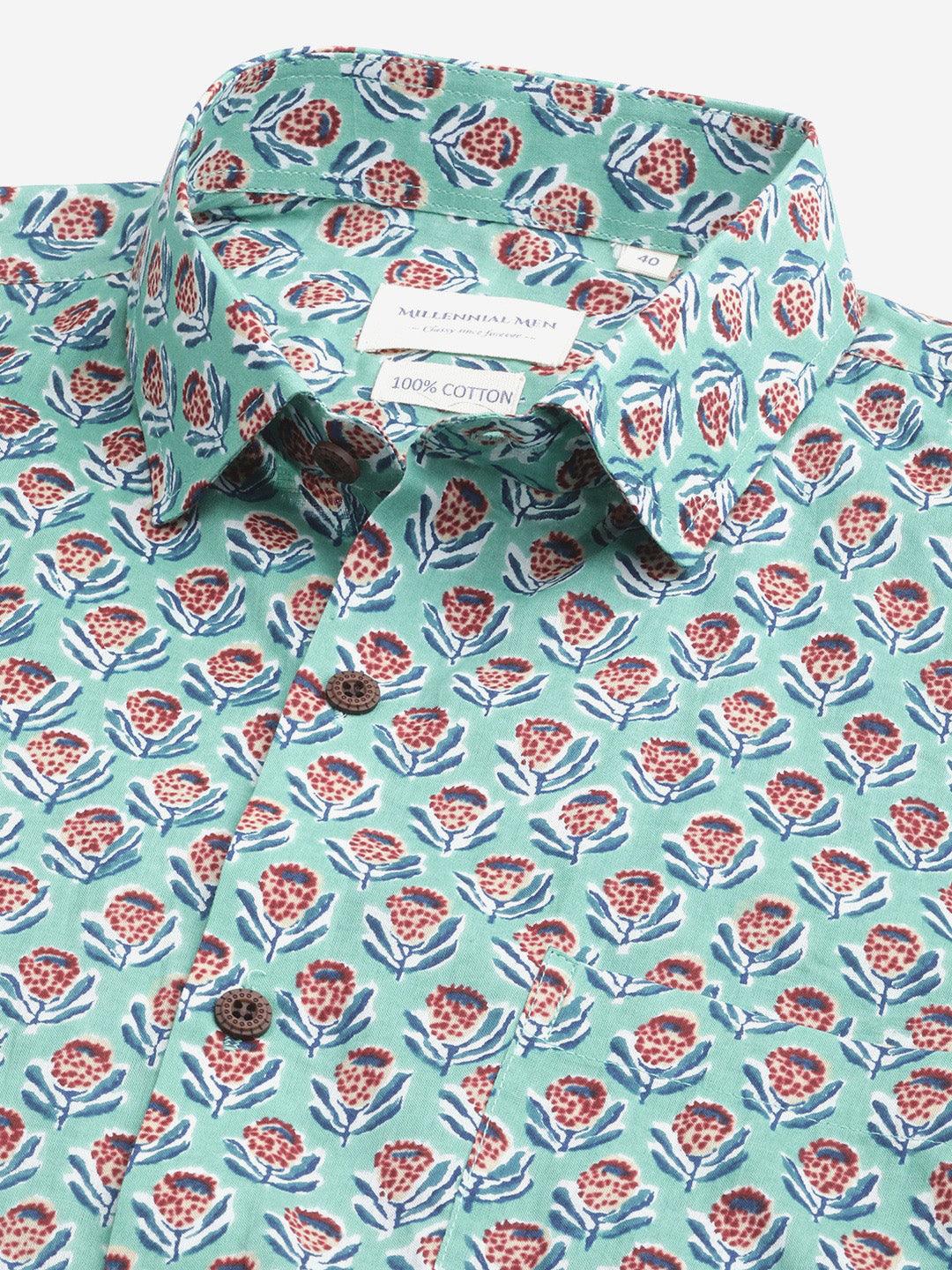 Millennial Men Sea Green & Blue  Cotton  Full Sleeve  Shirt for Men-MMF0280 - Jamal Jamalooworld.com