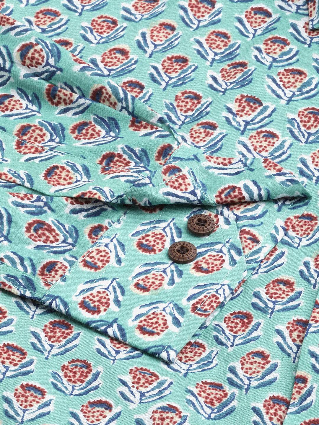 Millennial Men Sea Green & Blue  Cotton  Full Sleeve  Shirt for Men-MMF0280 - Jamal Jamalooworld.com