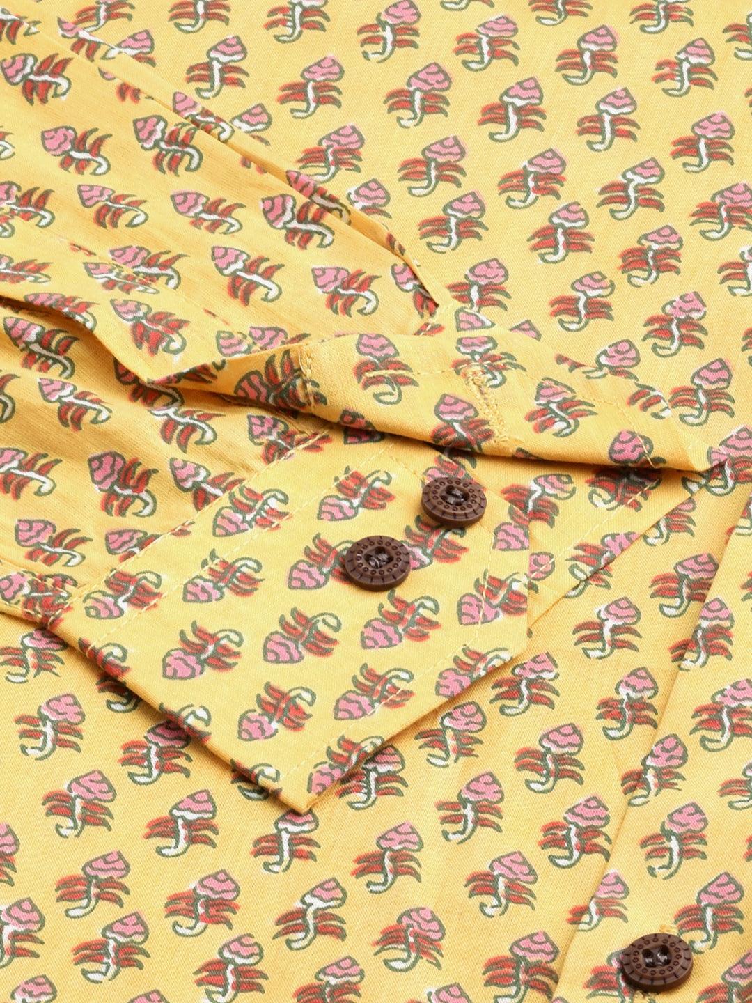 Millennial Men Mustard & Pink Cotton  Full Sleeve  Shirt for Men-MMF0282 - Jamal Jamalooworld.com