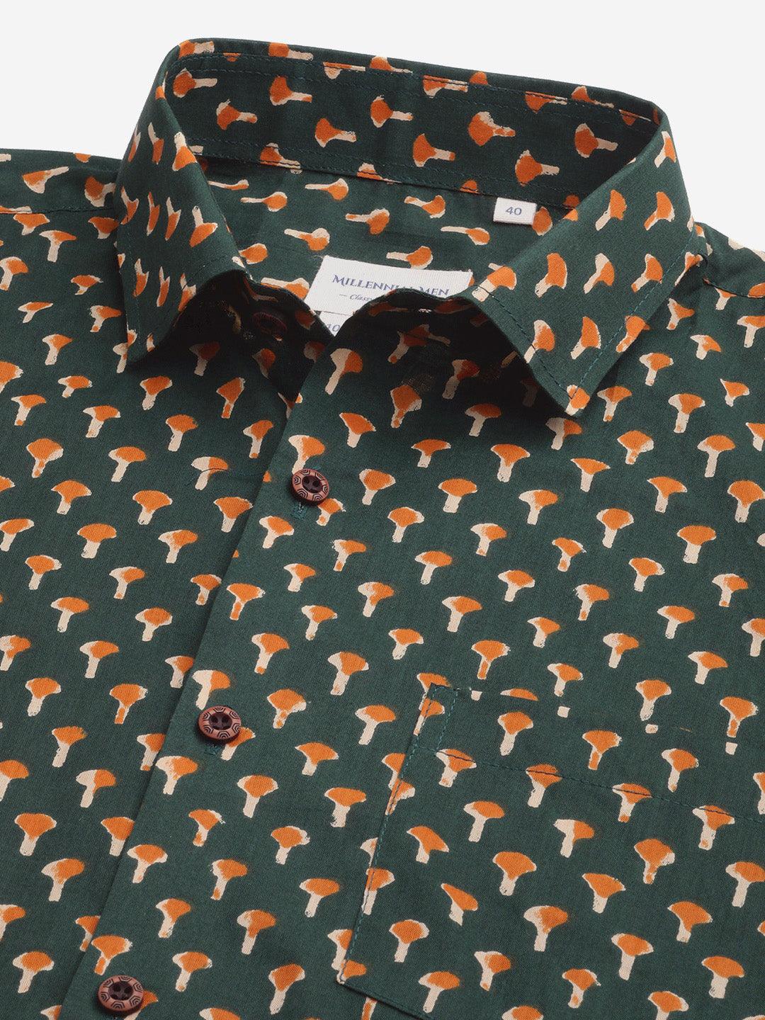 Millennial Men Dark Green  & Mustard Cotton  Full Sleeve  Shirt for Men-MMF0284 - Jamal Jamalooworld.com