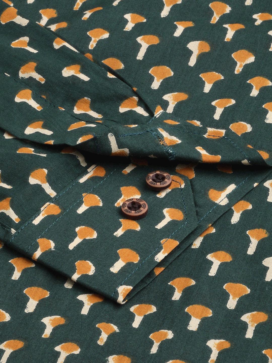 Millennial Men Dark Green  & Mustard Cotton  Full Sleeve  Shirt for Men-MMF0284 - Jamal Jamalooworld.com