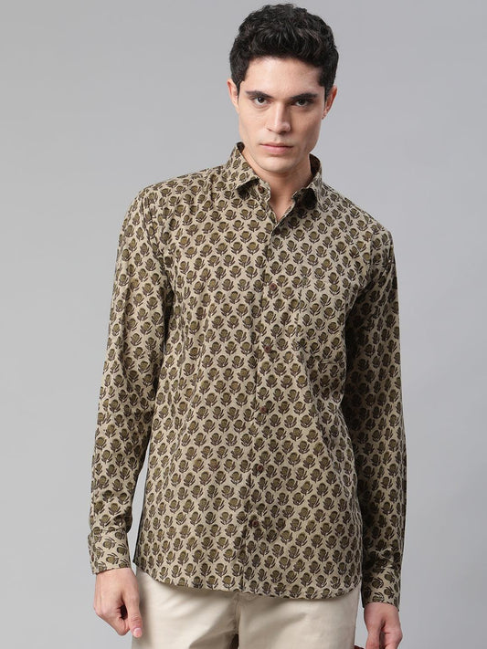 Millennial Men Grey & Green Cotton  Full Sleeve  Shirt for Men-MMF0285 - Jamal Jamalooworld.com