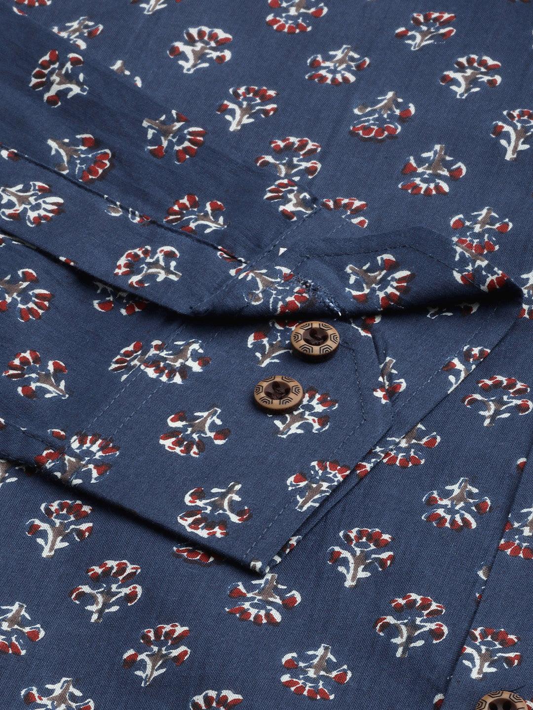 Millennial Men Navy  & White  Cotton  Full Sleeve  Shirt for Men-MMF0286 - Jamal Jamalooworld.com