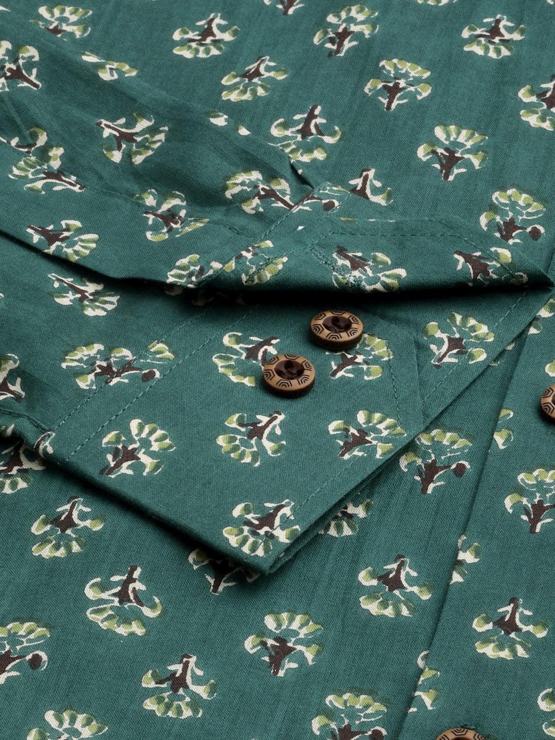 Millennial Men Teal Green & Green Cotton  Full Sleeve  Shirt for Men-MMF0287 - Jamal Jamalooworld.com