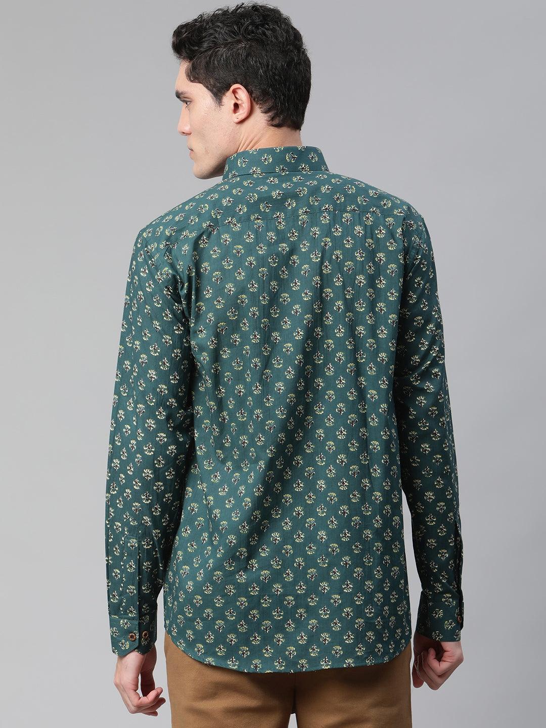 Millennial Men Teal Green & Green Cotton  Full Sleeve  Shirt for Men-MMF0287 - Jamal Jamalooworld.com