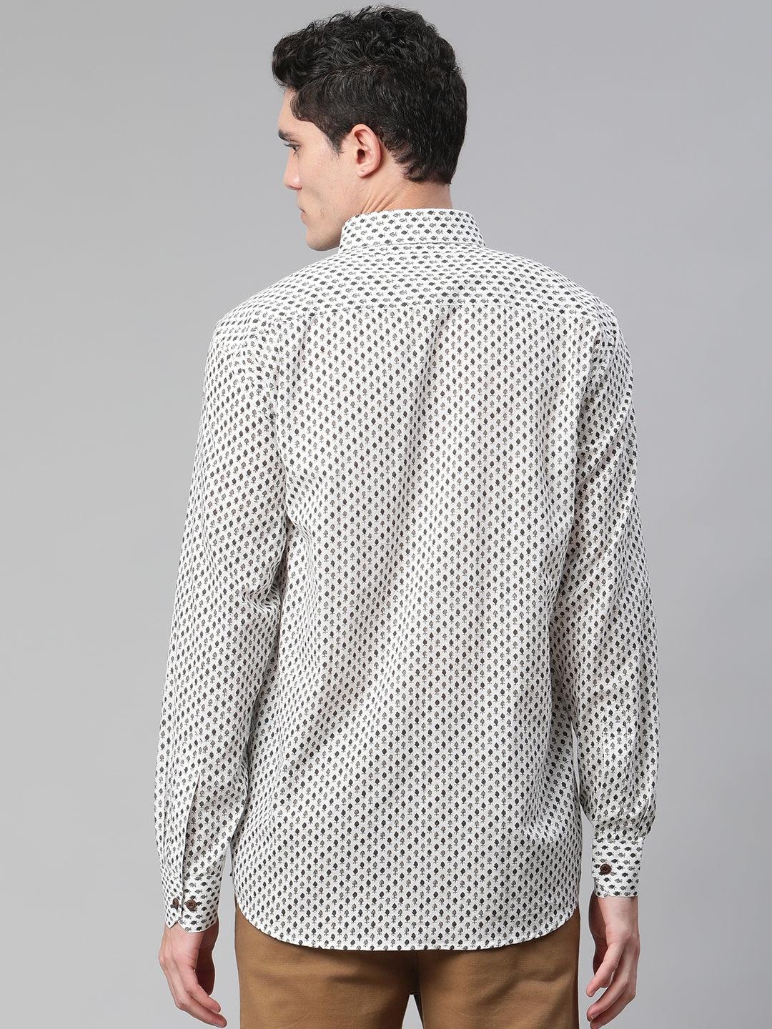 Millennial Men White  & Black Cotton  Full Sleeve  Shirt for Men-MMF0288 - Jamal Jamalooworld.com