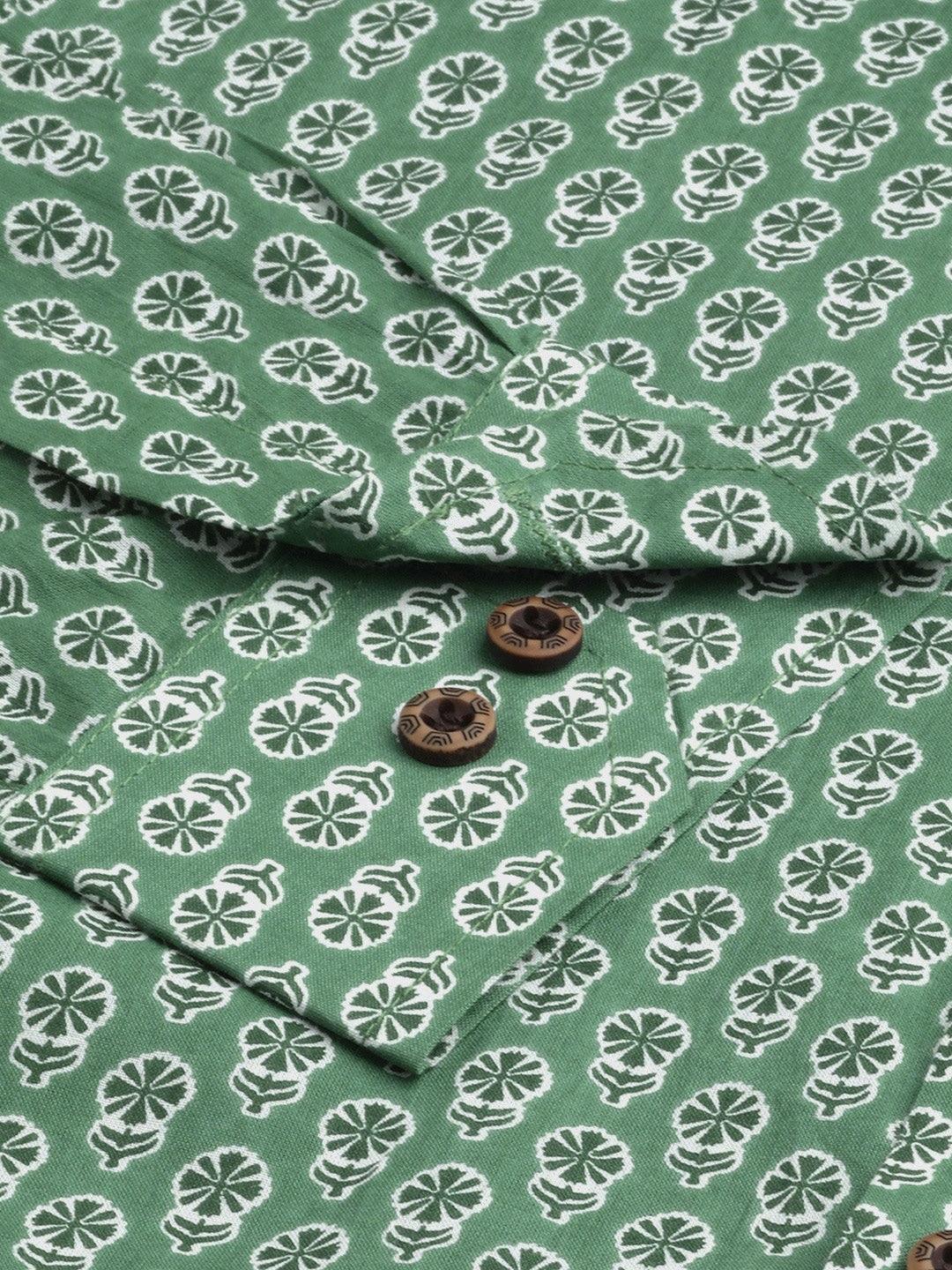 Millennial Men Green & White  Cotton  Full Sleeve  Shirt for Men-MMF0290 - Jamal Jamalooworld.com