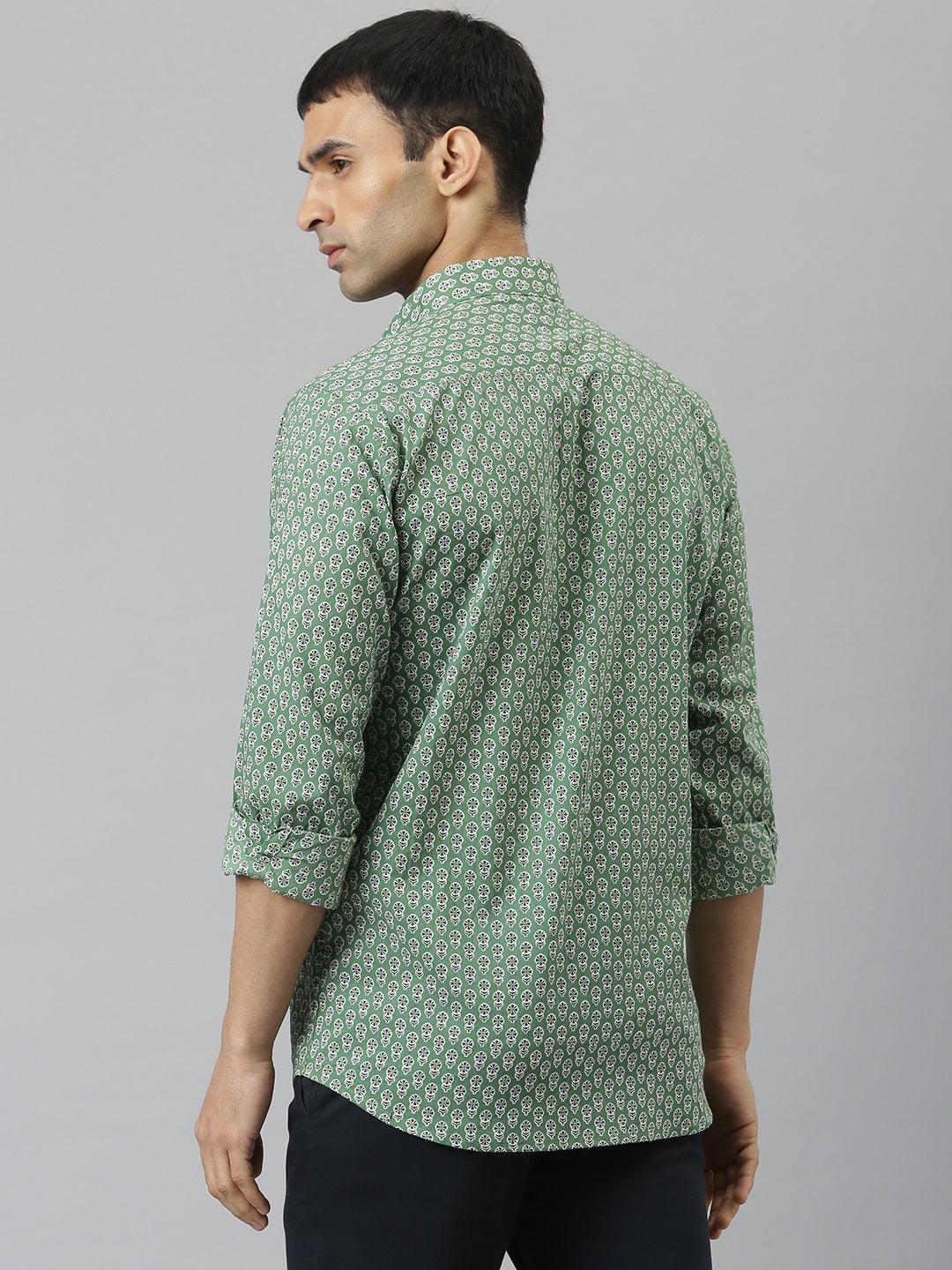Millennial Men Green & White  Cotton  Full Sleeve  Shirt for Men-MMF0290 - Jamal Jamalooworld.com