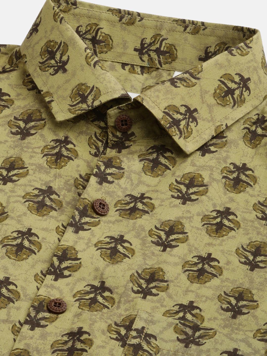 Millennial Men Olive Green  & Green Cotton  Half Sleeve Shirt for Men-MMH0166 - Jamal Jamalooworld.com